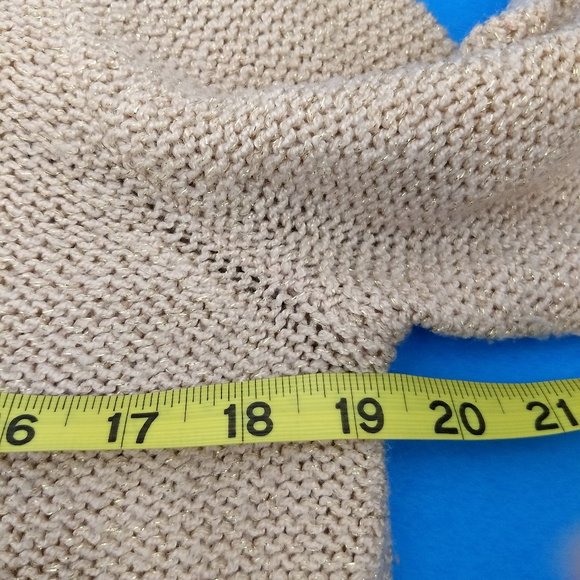 Lauren Conrad LC Pink Sparkle Knit Sweater Lace Heart Applique Large Long Sleeve - Picture 8 of 11